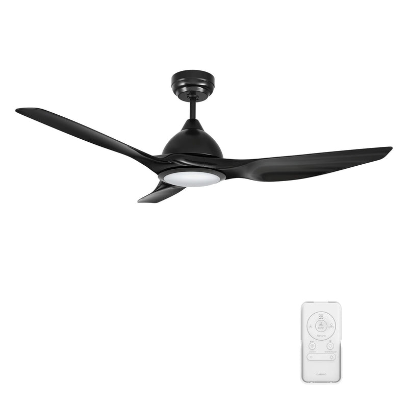 Carro Cranston 52in 3-Blade Smart Ceiling Fan | Modern Glossy Black ABS and Integrated LED | Living Room & Bedroom | 13.8 x 52 x | Model SFR523K-L12-B2-1