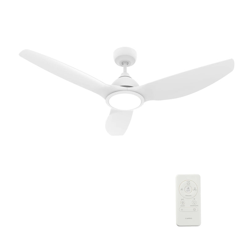 Carro Cranston 52in 3-Blade Smart Ceiling Fan | Modern Glossy White ABS and Integrated LED | Living Room & Bedroom | 13.8 x 52 x | Model SFR523K-L12-W1-1