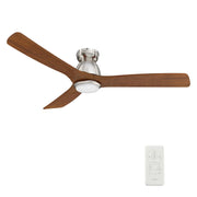 Carro Akron 52in 3-Blade Flush Mount Smart Ceiling Fan | Modern Brushed Silver Solid Wood and Integrated LED | Living Room & | Model SFR523N3-L11-SM2-1-FM