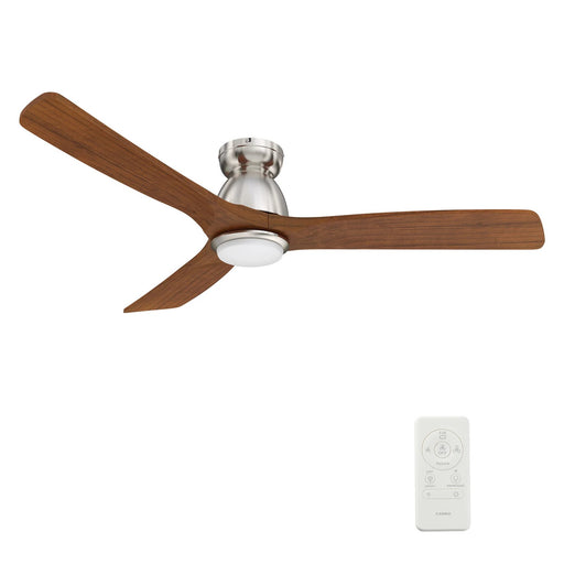 Carro Akron 52in 3-Blade Flush Mount Smart Ceiling Fan | Modern Brushed Silver Solid Wood and Integrated LED | Living Room & | Model SFR523N3-L11-SM2-1-FM