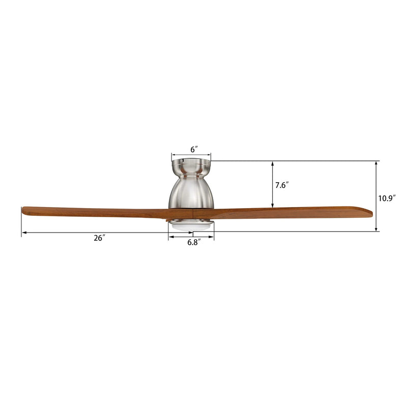 Carro Akron 52in 3-Blade Flush Mount Smart Ceiling Fan | Modern Brushed Silver Solid Wood and Integrated LED | Living Room & | Model SFR523N3-L11-SM2-1-FM