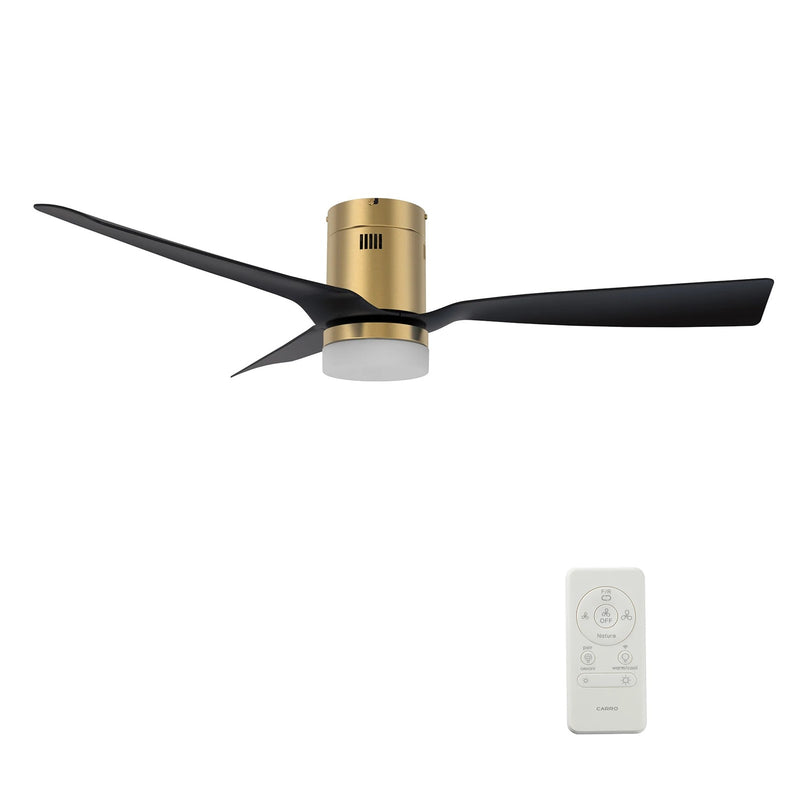 Carro Spezia 52in 3-Blade Flush Smart Ceiling Fan | Gold Glass Fiber Blades | Living Room & Covered Patio | 52 x 52 x 11.3 in | Model SFR523P-L12-G2-1-FM