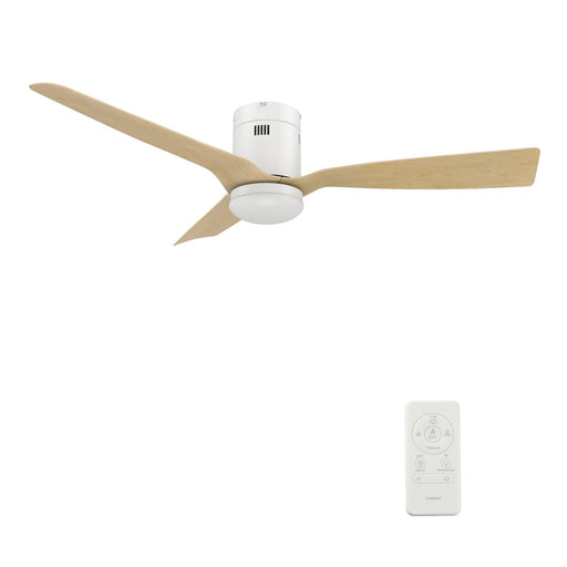 Carro Spezia 52in 3-Blade Flush Smart Ceiling Fan | White Bamboo Wood Blades | Living Room & Covered Patio | 52 x 52 x 11.3 in | Model SFR523P-L22-WQ-1-FM