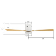Carro Spezia 52in 3-Blade Flush Smart Ceiling Fan | White Bamboo Wood Blades | Living Room & Covered Patio | 52 x 52 x 11.3 in | Model SFR523P-L22-WQ-1-FM