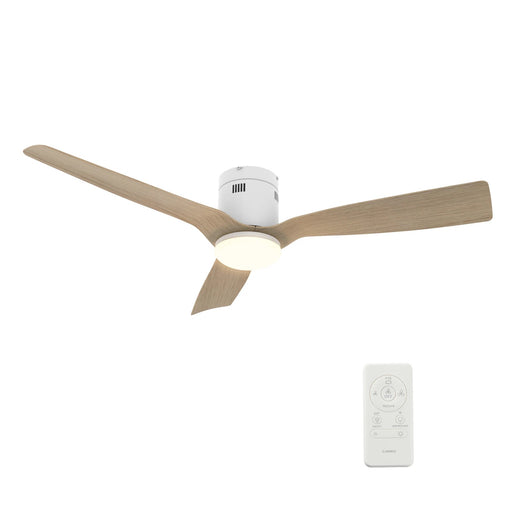 Carro Spezia 52in Flush Mount Smart Ceiling Fan | White Wooden Blades and Integrated LED | Living Room & Covered Patio | 52 x | Model SFR523P-L22-WR-1-FM