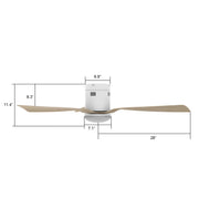 Carro Spezia 52in Flush Mount Smart Ceiling Fan | White Wooden Blades and Integrated LED | Living Room & Covered Patio | 52 x | Model SFR523P-L22-WR-1-FM