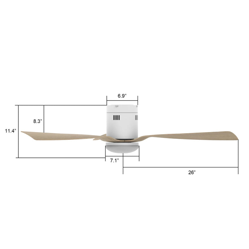 Carro Spezia 52in Flush Mount Smart Ceiling Fan | White Wooden Blades and Integrated LED | Living Room & Covered Patio | 52 x | Model SFR523P-L22-WR-1-FM
