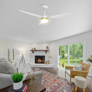 Carro Spezia 52in 3-Blade Flush Mount Smart Ceiling Fan | Modern White ABS and Integrated LED | Living Room & Bedroom | 11.5 x | Model SFR523P2-L22-W1-1A