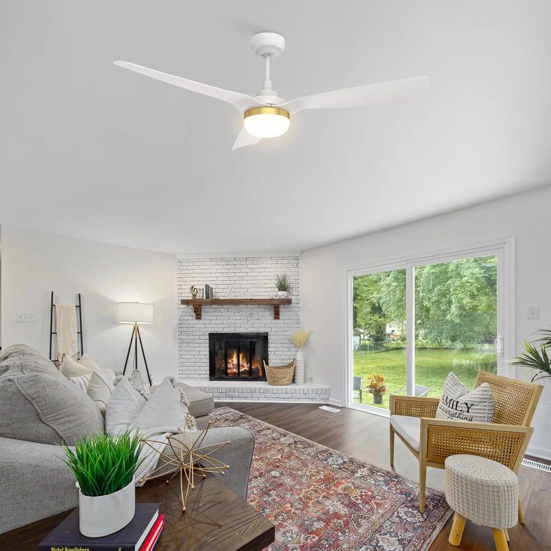 Carro Spezia 52in 3-Blade Flush Mount Smart Ceiling Fan | Modern White ABS and Integrated LED | Living Room & Bedroom | 11.5 x | Model SFR523P2-L22-W1-1A