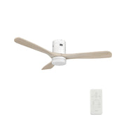 Carro Labelle 52in 3-Blade Flush Ceiling Fan | White Solid Wood Blades | Living Room & Covered Patio | 52 x 52 x 11.8 in | Model SFR523P3-L12-WM1-1-FM