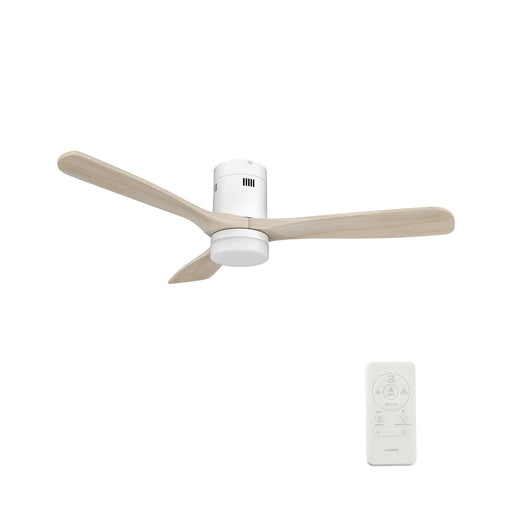Carro Labelle 52in 3-Blade Flush Ceiling Fan | White Solid Wood Blades | Living Room & Covered Patio | 52 x 52 x 11.8 in | Model SFR523P3-L12-WM1-1-FM