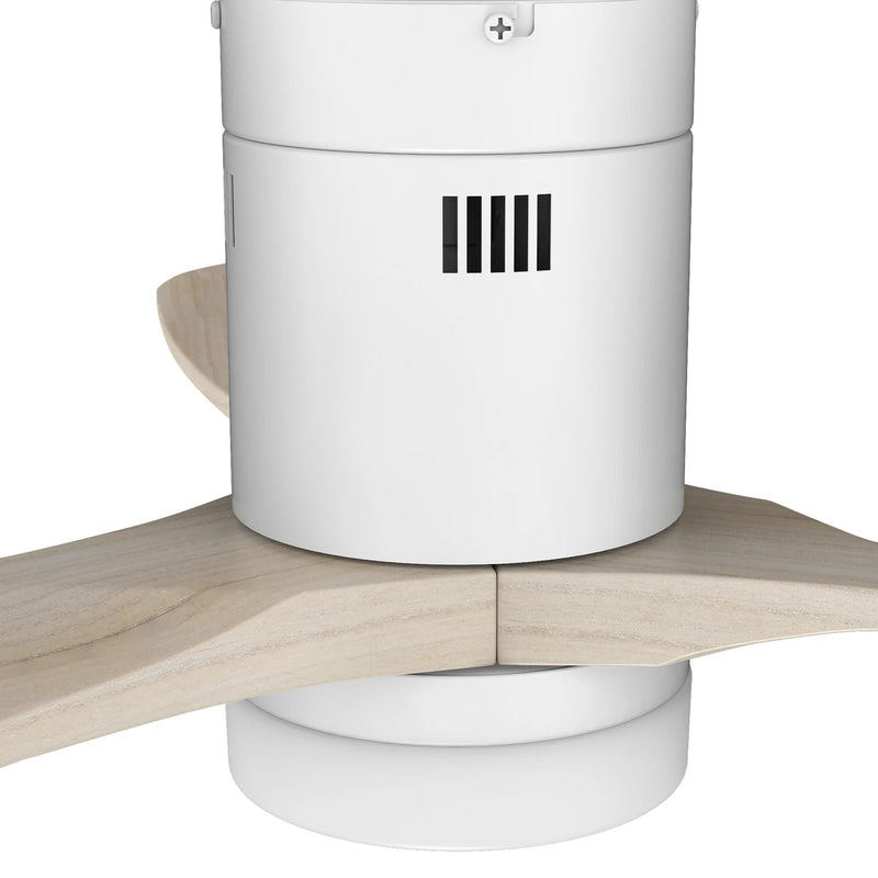 Carro Labelle 52in 3-Blade Flush Ceiling Fan | White Solid Wood Blades | Living Room & Covered Patio | 52 x 52 x 11.8 in | Model SFR523P3-L12-WM1-1-FM