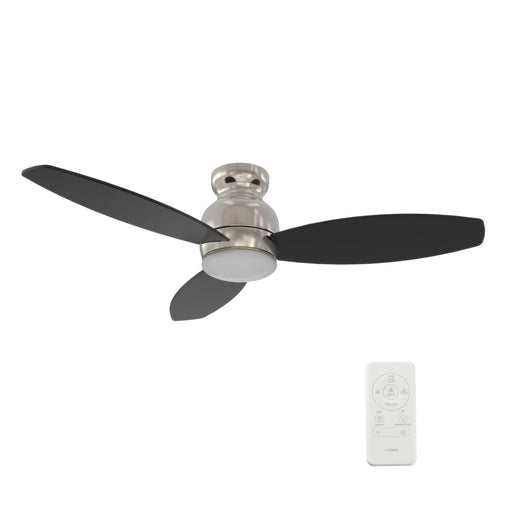 Carro Trento 52in 3-Blade Flush Mount Smart Ceiling Fan | Brushed Nickel Motor and Black Plywood Blades | Indoor & Damp Rated | Model SFR523Q-L12-S2-1-FM