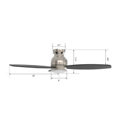 Carro Trento 52in 3-Blade Flush Mount Smart Ceiling Fan | Brushed Nickel Motor and Black Plywood Blades | Indoor & Damp Rated | Model SFR523Q-L12-S2-1-FM