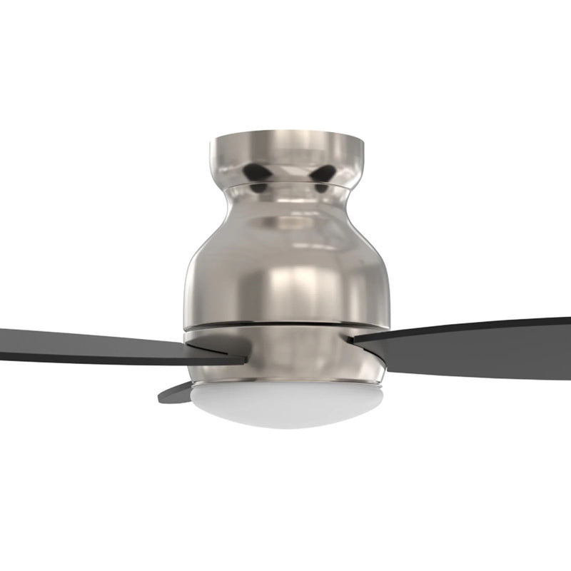 Carro Trento 52in 3-Blade Flush Mount Smart Ceiling Fan | Brushed Nickel Motor and Black Plywood Blades | Indoor & Damp Rated | Model SFR523Q-L12-S2-1-FM