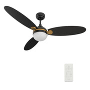 Carro Pearla 52in 3-Blade Smart Ceiling Fan | Modern Black Gold and Plywood | Large Living Room & Covered Patio | 52 x 52 x | Model SFR523Q4-L12-B2-1G