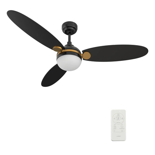 Carro Pearla 52in 3-Blade Smart Ceiling Fan | Modern Black Gold and Plywood | Large Living Room & Covered Patio | 52 x 52 x | Model SFR523Q4-L12-B2-1G