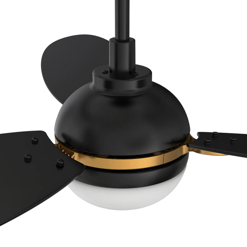 Carro Pearla 52in 3-Blade Smart Ceiling Fan | Modern Black Gold and Plywood | Large Living Room & Covered Patio | 52 x 52 x | Model SFR523Q4-L12-B2-1G