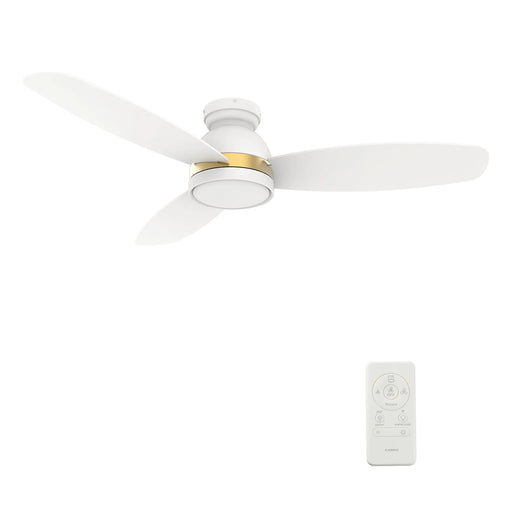 Carro Fremont 52in 3-Blade Flush Mount Smart Ceiling Fan | Modern White Gold and Plywood | Large Living Room & Covered Patio | Model SFR523Q5-L12-W1-1-FMA