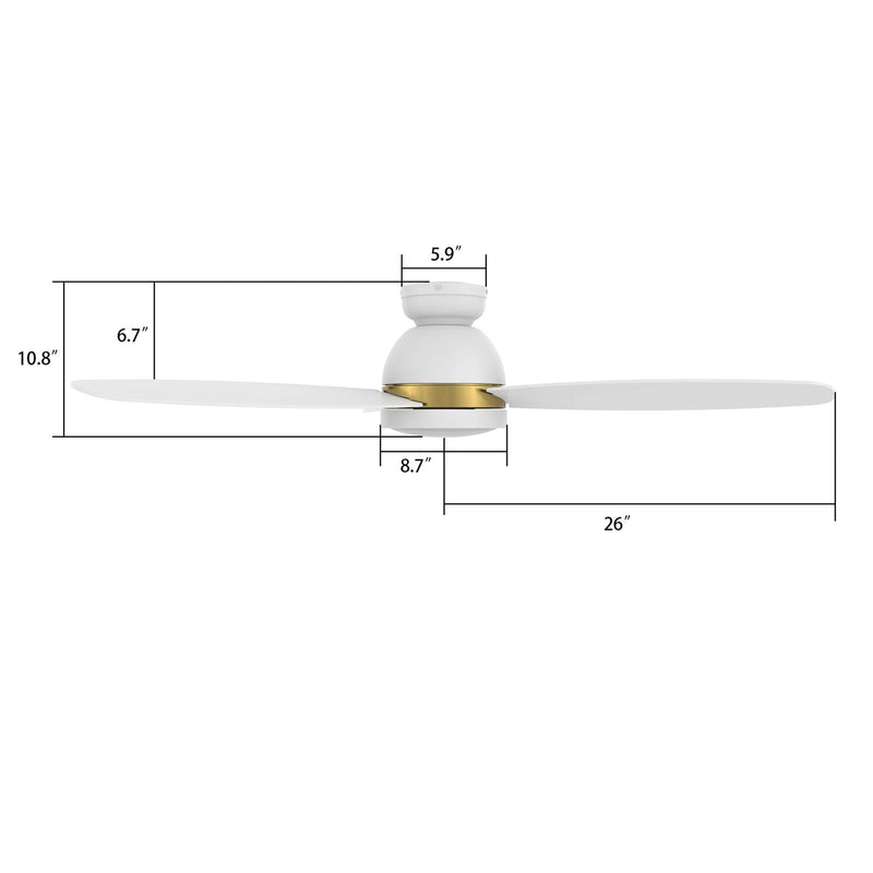 Carro Fremont 52in 3-Blade Flush Mount Smart Ceiling Fan | Modern White Gold and Plywood | Large Living Room & Covered Patio | Model SFR523Q5-L12-W1-1-FMA