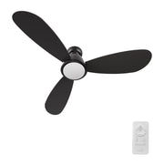 Carro York 52in 3-Blade Flush Mount Smart Ceiling Fan | Modern Black and Plywood | Large Living Room & Covered Patio | 52 x | Model SFR523Q7-L12-B2-1-FM