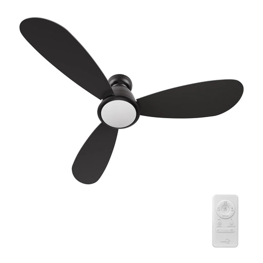 Carro York 52in 3-Blade Flush Mount Smart Ceiling Fan | Modern Black and Plywood | Large Living Room & Covered Patio | 52 x | Model SFR523Q7-L12-B2-1-FM