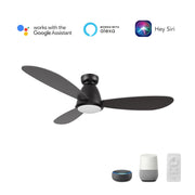 Carro York 52in 3-Blade Flush Mount Smart Ceiling Fan | Modern Black and Plywood | Large Living Room & Covered Patio | 52 x | Model SFR523Q7-L12-B2-1-FM