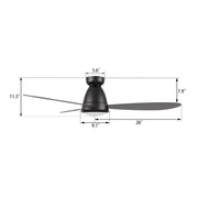 Carro York 52in 3-Blade Flush Mount Smart Ceiling Fan | Modern Black and Plywood | Large Living Room & Covered Patio | 52 x | Model SFR523Q7-L12-B2-1-FM