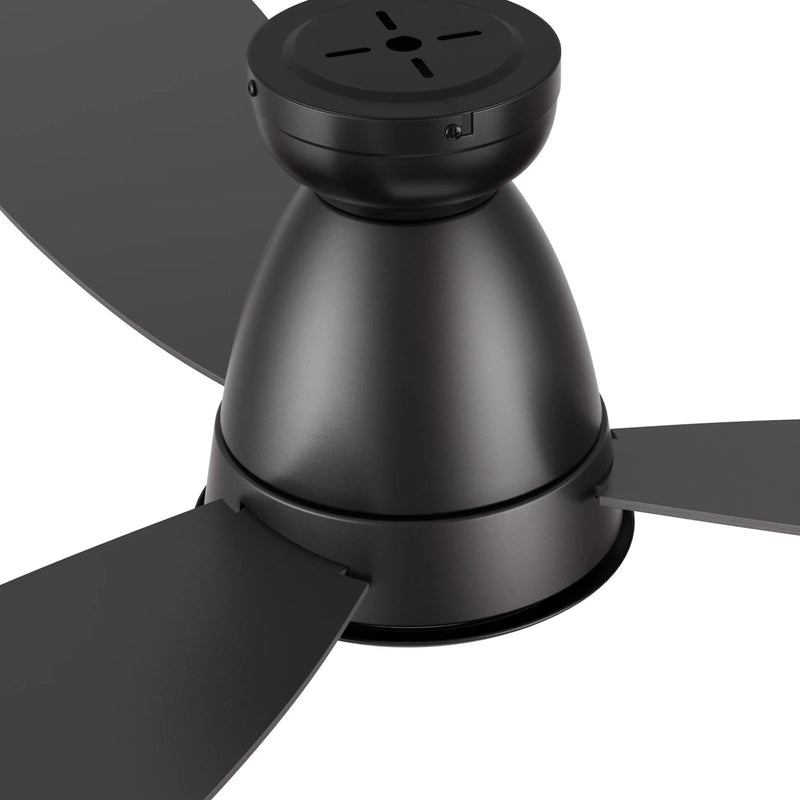 Carro York 52in 3-Blade Flush Mount Smart Ceiling Fan | Modern Black and Plywood | Large Living Room & Covered Patio | 52 x | Model SFR523Q7-L12-B2-1-FM