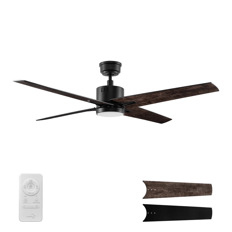 Carro Montgomery 52in 4-Blade Smart Ceiling Fan | Black Taupe Plywood Blades and Black Motor | Indoor Living Room & Bedroom | 52 | Model SFR524G3-L11-BX-1