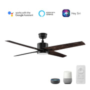 Carro Montgomery 52in 4-Blade Smart Ceiling Fan | Black Taupe Plywood Blades and Black Motor | Indoor Living Room & Bedroom | 52 | Model SFR524G3-L11-BX-1