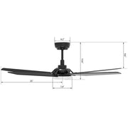 Carro Kaj 52in 5-Blade Smart Ceiling Fan | Black Plywood Blades and Glass Shade | Living Room & Covered Patio | 52 x 52 x 13.7 in | Model SFR525B-L22-B2-1