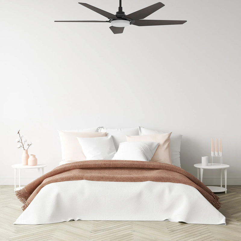Carro Kaj 52in 5-Blade Smart Ceiling Fan | Black Plywood Blades and Glass Shade | Living Room & Covered Patio | 52 x 52 x 13.7 in | Model SFR525B-L22-B2-1