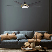 Carro Kaj 52in 5-Blade Smart Ceiling Fan | Black Gold Plywood Blades and Glass Shade | Living Room & Covered Patio | 52 x 52 x | Model SFR525B-L22-B2-1G