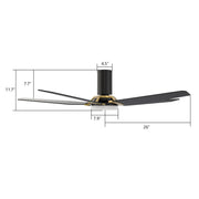 Carro Kaj 52in 5-Blade Flush Mount Smart Ceiling Fan | Black Gold Plywood Blades and Glass Shade | Living Room & Covered | Model SFR525B-L22-B2-1G-FM