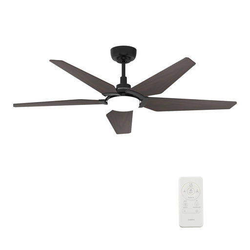 Carro Kaj 52in 5-Blade Smart Ceiling Fan | Black Walnut Plywood Blades and Glass Shade | Living Room & Covered Patio | 52 x 52 x | Model SFR525B-L22-B5-1