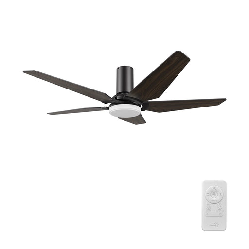 Carro Kaj 52in 5-Blade Flush Mount Smart Ceiling Fan | Black Walnut Plywood Blades and Glass Shade | Living Room & Covered | Model SFR525B-L22-B5-1-FM