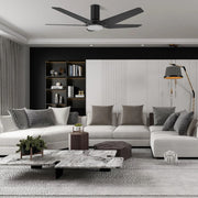 Carro Kaj 52in 5-Blade Flush Mount Smart Ceiling Fan | Black Walnut Plywood Blades and Glass Shade | Living Room & Covered | Model SFR525B-L22-B5-1-FM