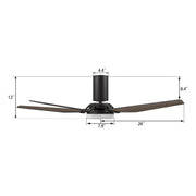 Carro Kaj 52in 5-Blade Flush Ceiling Fan | Modern Black Barnwood Plywood and Glass | Living Room & Covered Patio | 52 x 52 x | Model SFR525B-L22-BS-1-FM