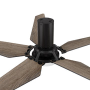 Carro Kaj 52in 5-Blade Flush Ceiling Fan | Modern Black Barnwood Plywood and Glass | Living Room & Covered Patio | 52 x 52 x | Model SFR525B-L22-BS-1-FM