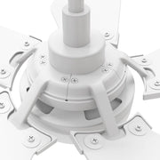 Carro Kaj 52in 5-Blade Smart Ceiling Fan | Modern White Plywood and Glass | Living Room & Covered Patio | 52 x 52 x 13.7 in, Damp | Model SFR525B-L22-W1-1