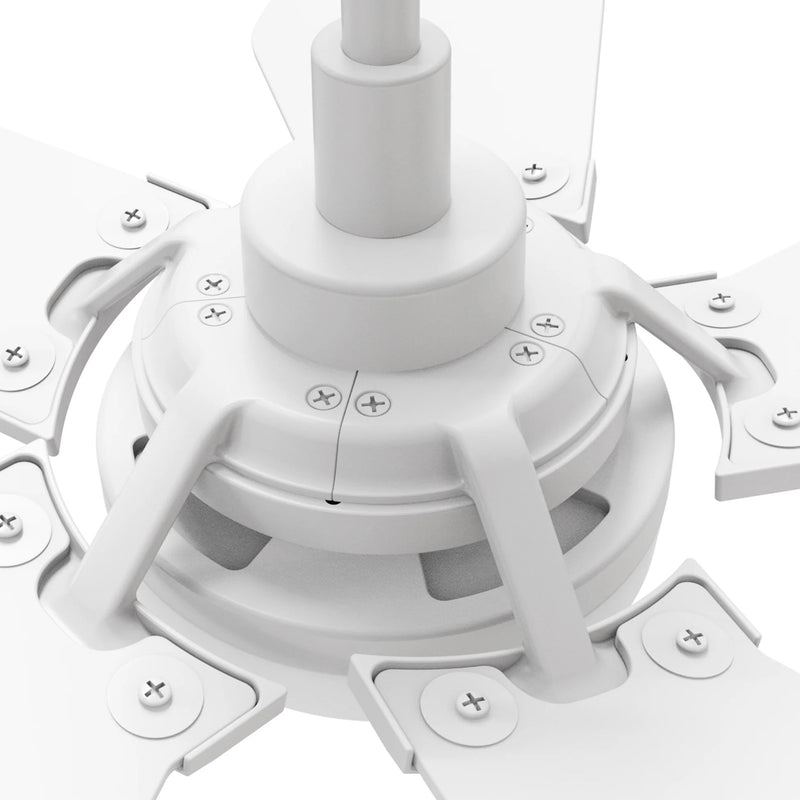 Carro Kaj 52in 5-Blade Smart Ceiling Fan | Modern White Plywood and Glass | Living Room & Covered Patio | 52 x 52 x 13.7 in, Damp | Model SFR525B-L22-W1-1