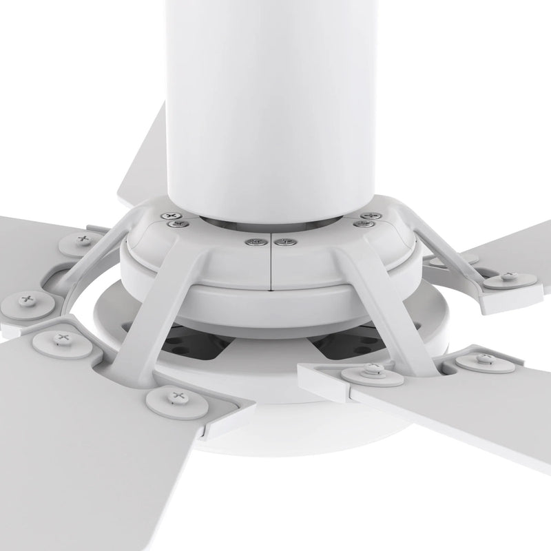 Carro Kaj 52in 5-Blade Flush Smart Ceiling Fan | Modern White Plywood and Glass | Living Room & Covered Patio | 52 x 52 x 12 | Model SFR525B-L22-W1-1-FM