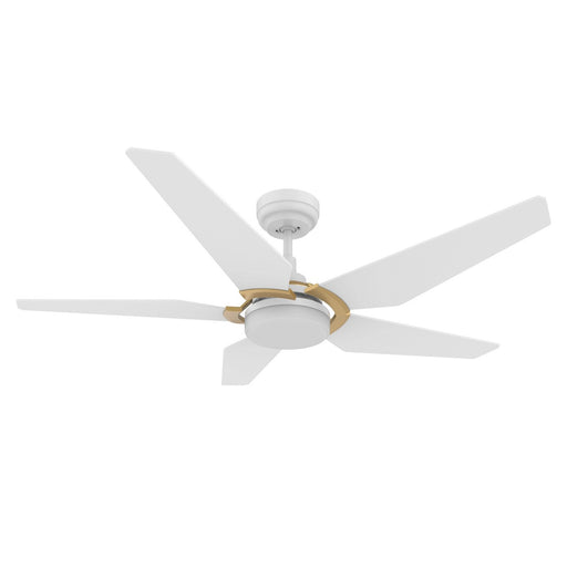 Carro Kaj 52in 5-Blade Smart Ceiling Fan | Modern White Gold Plywood and Glass | Living Room & Covered Patio | 52 x 52 x 13.7 | Model SFR525B-L22-W1-1G