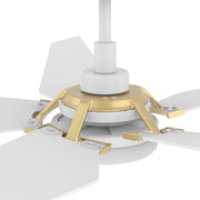 Carro Kaj 52in 5-Blade Smart Ceiling Fan | Modern White Gold Plywood and Glass | Living Room & Covered Patio | 52 x 52 x 13.7 | Model SFR525B-L22-W1-1G