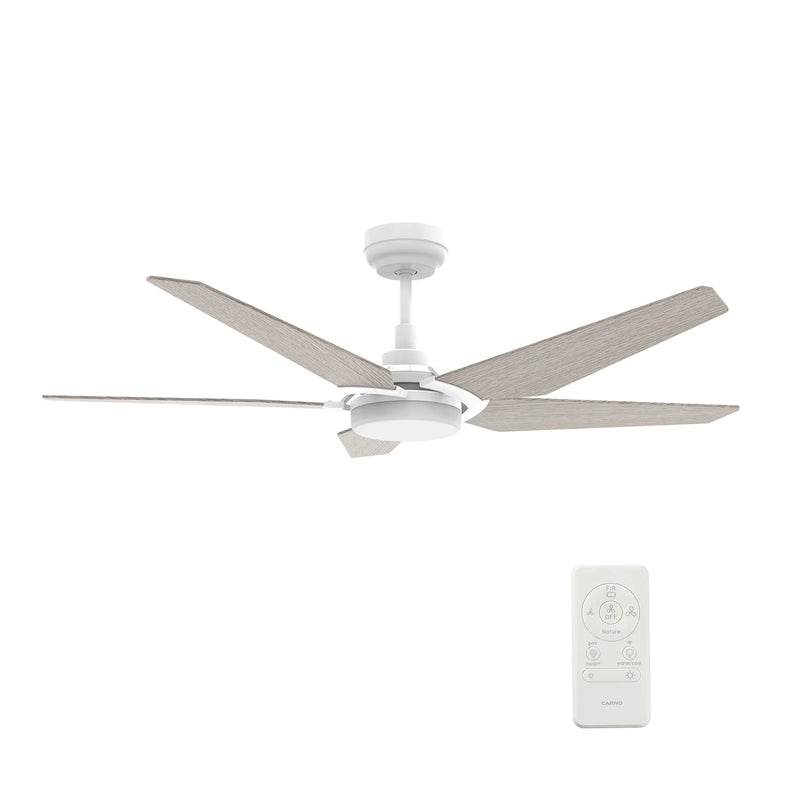 Carro Kaj 52in 5-Blade Smart Ceiling Fan | White Chestnut Plywood and Integrated LED | Living Room & Covered Patio | 52 x 52 x | Model SFR525B-L22-W6-1