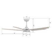 Carro Kaj 52in 5-Blade Smart Ceiling Fan | White Chestnut Plywood and Integrated LED | Living Room & Covered Patio | 52 x 52 x | Model SFR525B-L22-W6-1