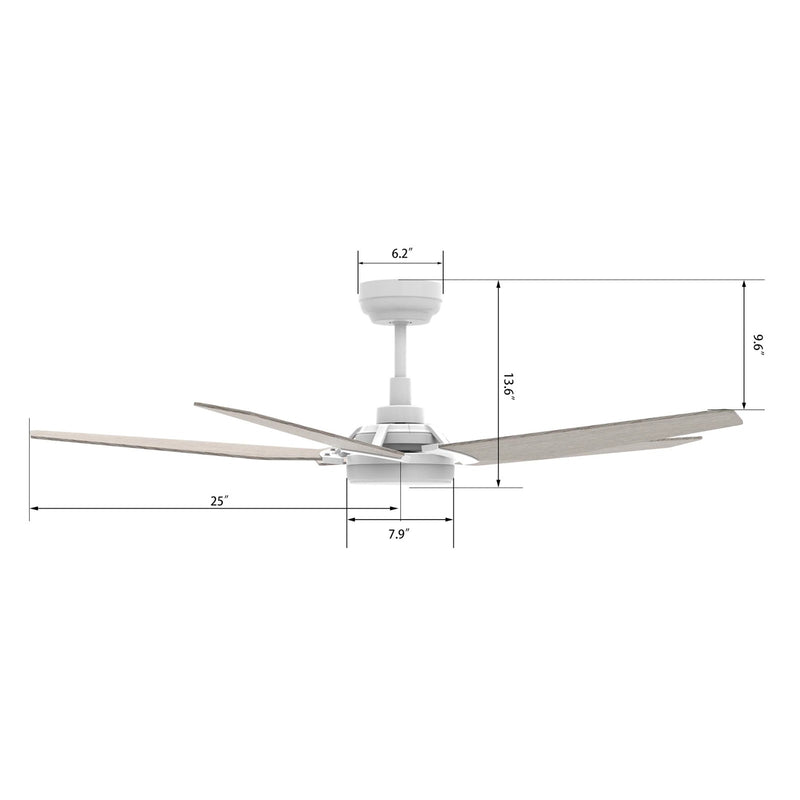 Carro Kaj 52in 5-Blade Smart Ceiling Fan | White Chestnut Plywood and Integrated LED | Living Room & Covered Patio | 52 x 52 x | Model SFR525B-L22-W6-1