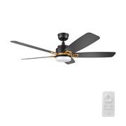 Carro Peyton 52in 5-Blade Smart Ceiling Fan | Modern Black Gold and Plywood Blades | Living Room & Covered Patio | 52 x 52 x | Model SFR525B4-L12-B2-1G