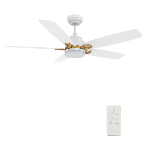 Carro Peyton 52in 5-Blade Smart Ceiling Fan | Modern White Gold and Plywood Blades | Living Room & Covered Patio | 52 x 52 x | Model SFR525B4-L12-W1-1G
